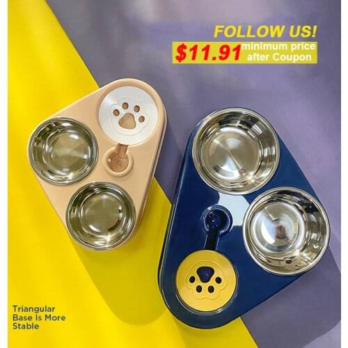 Large Volume 3 in 1 Pet Cat Automatic Feeder Dog Cat Bowl and Automatic Water Fountain Double Bowl Drinking Dish Bowls 500ml