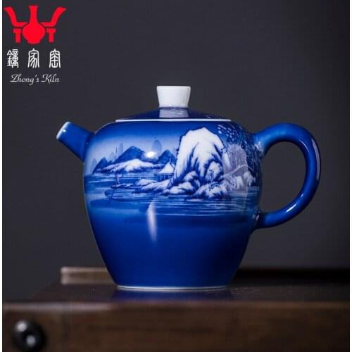 Clock home kiln jingdezhen ceramic teapot manual hand-painted porcelain kung fu tea set single pot wheel pot teapot