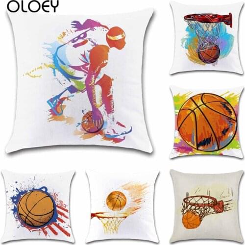 Basketball Sport Pattern Polyester Pillowcase, Size 45x45cm, Home Bedroom Office Decoration, Hotel Car Decoration Pillowcase