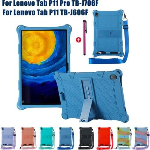 For Lenovo Tab P11 Pro Case,For Lenovo Tab P11 TB-J606F TB-J706F Fashion Silicon Back shell cover Stand Protect Shell