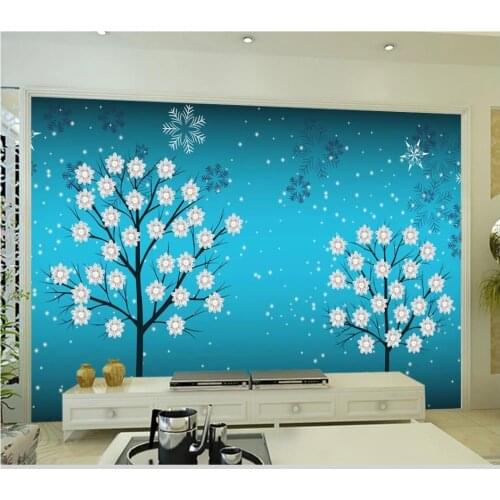Custom photo wallpaper for walls 3 d mural wallpapers Blue beautiful tree simple living room mural TV background wall papers