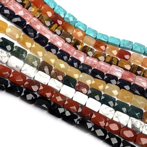 Natural Stone Faceted Square shape Beading Agates crystal Scattered beads For jewelry making DIY Necklace Bracelet Accessories