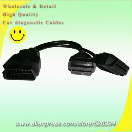 OBD II cable 16 Pin OBD 2 Splitter Adapter Extension Cable Male to Dual Female Y Connector obd2 extended interface line