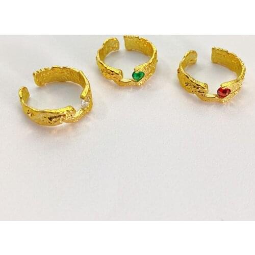 New fashion irregular opening ring inlaid gemstone temperament ring female Japan and South Korea small fresh index finger ring