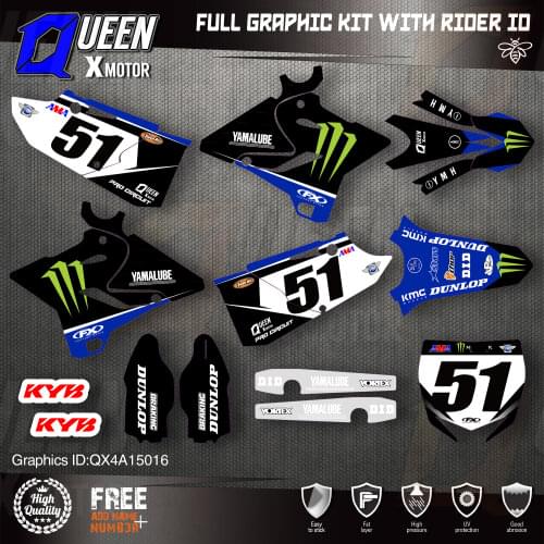 QUEEN X MOTOR Custom Team Graphics Backgrounds Decals 3M Stickers Kit For YAMAHA 2015 2016 2017 2018 2019 YZ125-250 016