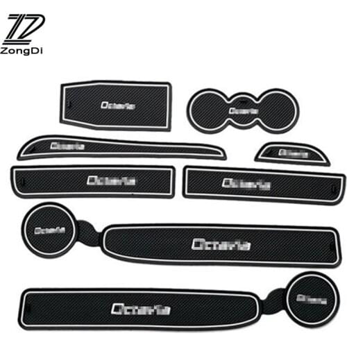 ZD 8pcs For Skoda Octavia A7 A5 2 Accessories 2007 2008 2010 2011 2012 2013 2014 2015 2016 2017 Car Cup Mat Door Gate Slot Pad