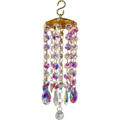 Colorful Crystal Wind Chimes Chandelier Hanging Outdoor Garden Yard Patio Decor