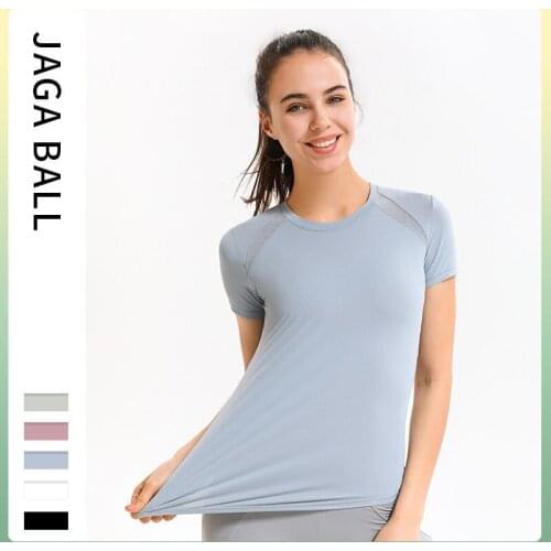 Yoga Crop Top Lulu Same Sports T-shirt Womens Summer Short Sleeve Thin Quick Drying Suit Running Elastic Mujer Camisetas