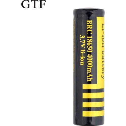 Li-ion rechargeable battery gtf, 1 piece, 18650, 3.7 v, 4000mah for flashlights, 18650 batteries