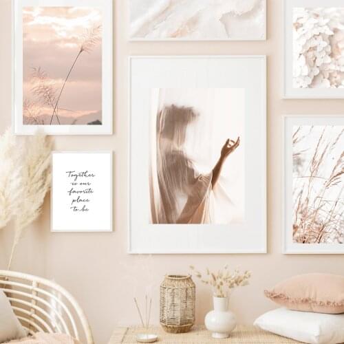 Sea Waves Figure Flower Reed Bird Quotes Wall Art Canvas Painting Nordic Posters And Prints Wall Pictures For Living Room Decor