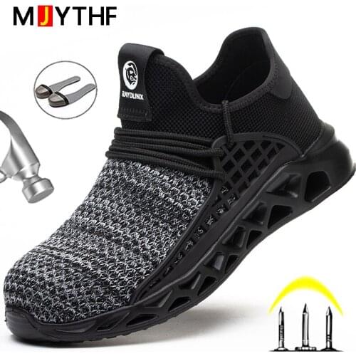 New Men Puncture-Proof Safety Shoes Anti-smash Work Shoes Fashion Work Sneakers Indestructible Work Boots Steel Toe Safty Shoes