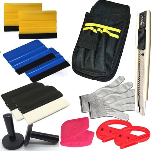Car Wrap Vinyl Tools Kit Wool Squeegee Snitty Cutter Knife Stickers Application Tools Vinyl Tool Kit Magnet Holder Tool Bag