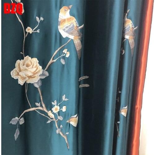 Manufacturers New New Chinese High-precision Flower and Bird Embroidered Curtains for Living Room and Bedroom Finished Products