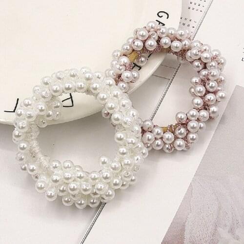 1PC Woman Big Pearl Hair Ties Fashion Korean Style Hairband Scrunchies Girls Ponytail Holders Rubber Band Woman Hair Accessories