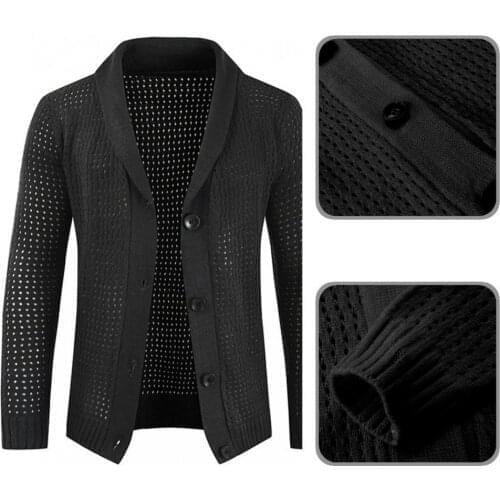 Sweater Solid Color Single-breasted Anti-shrink Solid Color Knitted Winter Coat Winter Coat for Daily Wear