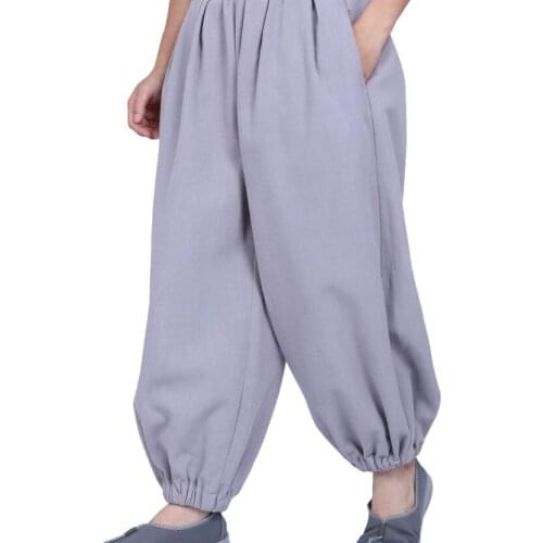 Autumn&winter warm cotton&linen buddha zen monk pants shaolin kung fu martial arts bloomers lay meditation trousers black/blue