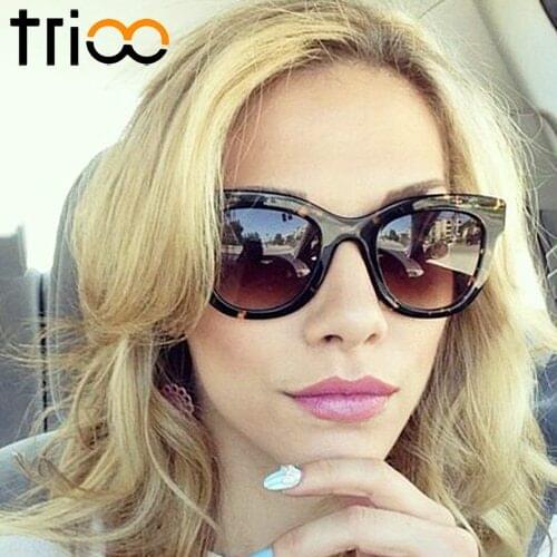 TRIOO High Quality Amber Color Sunglasses Women Square Shades Gradient Brown Lens UV400 Protection Sun Glasses Oculos Female