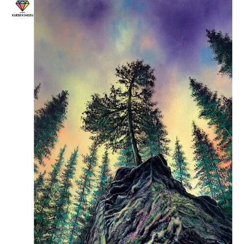 XUEQIXIAOZU Full Round Forest landscape Diamond drawing Mosaic painting 5D DIY Diamond embroidery Home decoration gifts New