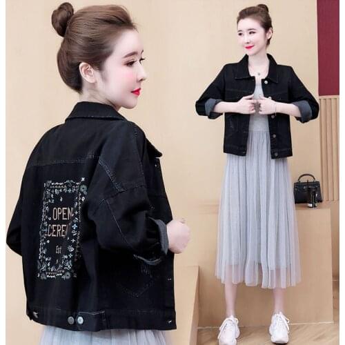 2021Denim Jackets Female Spring Autumn New Jeans Coat Korean Version Women Girlfriends Embroidered Cowboy Top Cowgirl Jacket 266