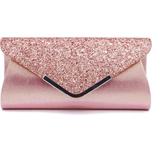 Women Clutch Glitter Sequins Evening Party Handbag Portable Black Gold Silver Pink Wedding Clutch Purse Envelope Clutch