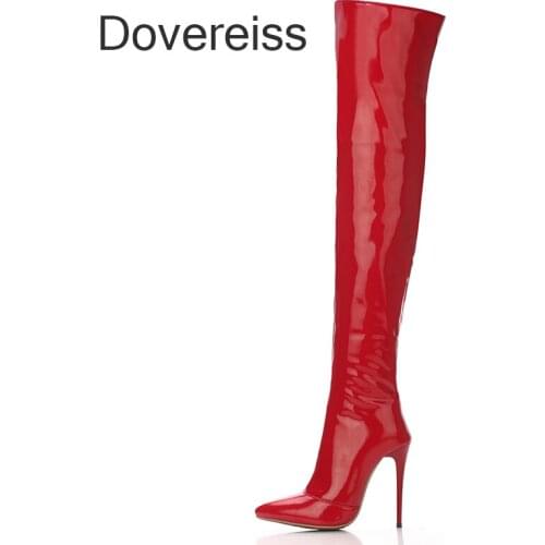 Winter For Woman New Fashion Sexy Stilettos Heels Pure Color Red Pointed toe New Over the knee boots Chunky Heels 41 42 43