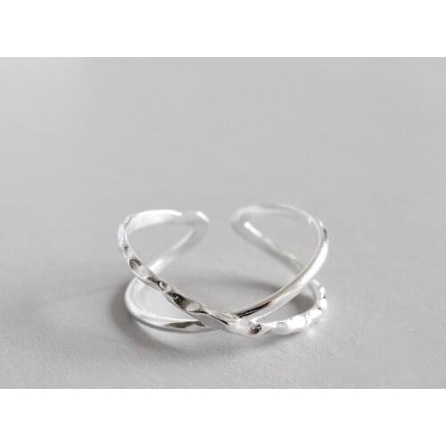 WYJZY Personality X-shaped simple sterling silver opening ring for women Exquisite casual womens clothing jewelry