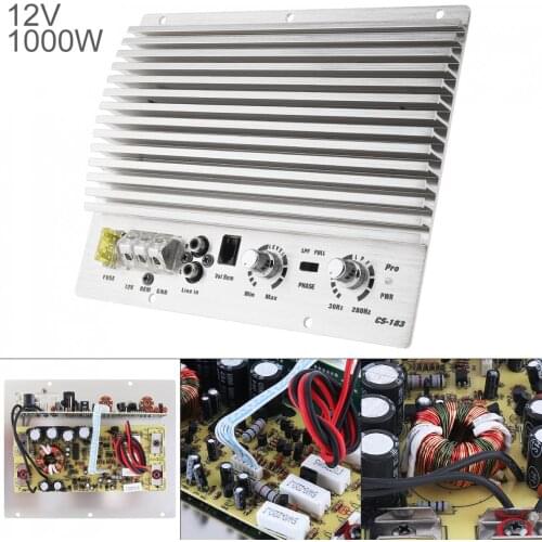 1000W Class AB Digital 2 Channel Silver Aluminum Alloy Car Audio AMP Subwoofer Amplifier Universal Auto Audio Power Amplifier