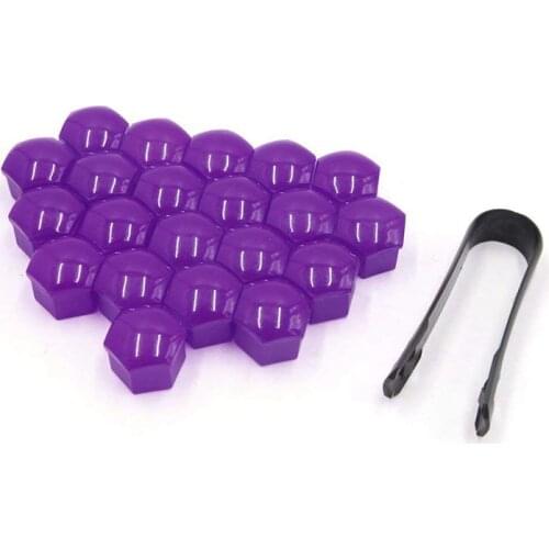 20 pcs Purple Plastic Wheel Lug Nut Bolt Cover Cap with Removal Tool for Car