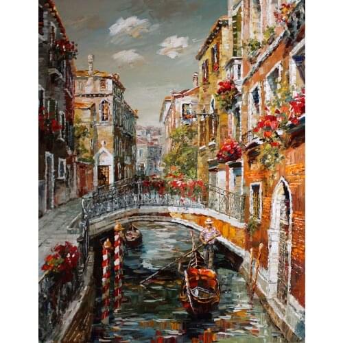 JMINE Div 5D Venice City Landscape River Country Bridge Full Diamond Painting kits art Scenic 3D paint by diamonds