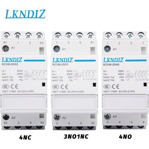 4P 25A 4NC 4NO 2NO2NC 3NO1NC Din Rail Type Household Modular Contactor 50/60Hz Automatic AC Contactor Premium Quality