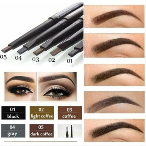 5 colors of makeup tools, eyebrows with eyelash brush, natural and long lasting cosmetics, waterproof eyebrow pencil
