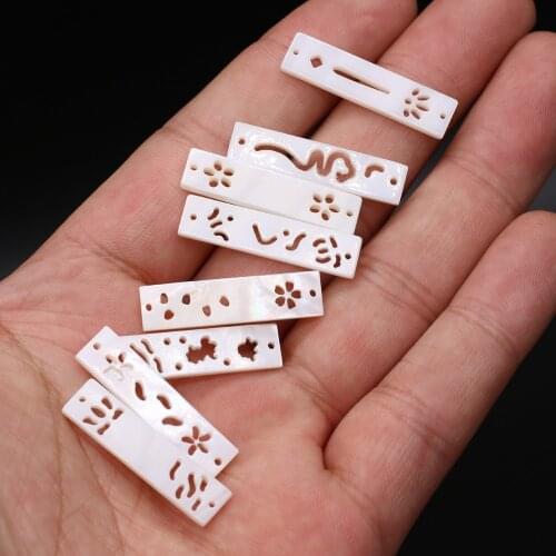 5pc Natural Shell pendant Rectangle Shell with Hole for Jewelry Making Diy Women Necklace Earrings Accessories