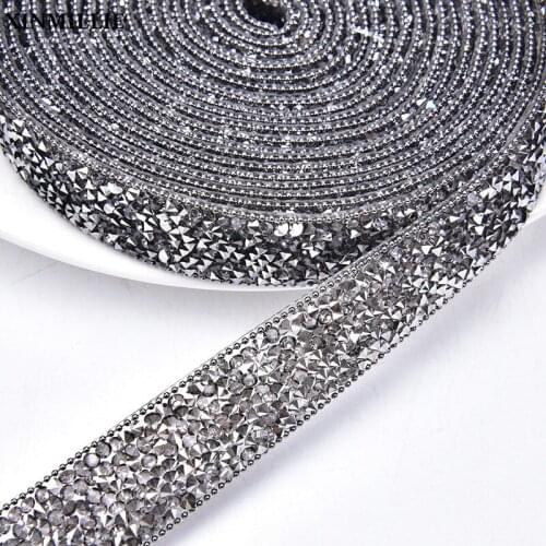 5yard*2cm Rhinestone Trim Black Diamond Tape Hotfix Beaded DIY Dress Fabric Clothes Applique Banding Belt Garment/Shoes/Bag