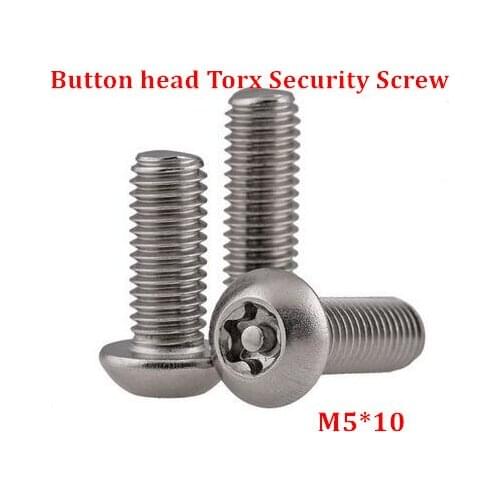 50pcs M5*10 ISO7380 Torx Button Head Tamper Proof Security Screw A2 Stainless Steel Anti-theft Screws