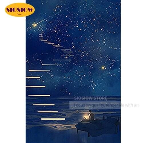 5d Diamond Painting Night Scene Starry Sky Scenery Full Round Diamond Embroidery Rhinestones Girl Art Craft Diy Gifts Home Decor