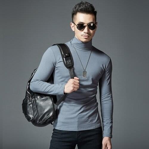 Acacia Person Mens clothing basic turtleneck shirt slim male sanded turtleneck long-sleeve T-shirt 95% cotton thermal underwear