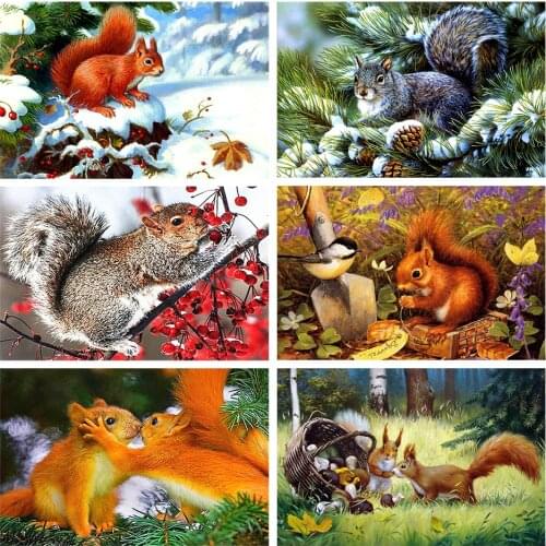 DIY 5D Diamond Painting Animal Diamond Embroidery Squirrel Mosaic Picture Rhinestone Art Cross stitch kit home decoration gift