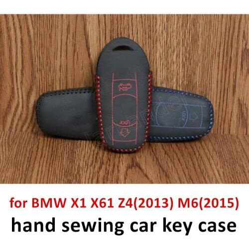 Only Red manufacture car styling Genuine quality leather car key case cover Hand sewing DIY for BMW X1/X61/Z4(2013)/M6(2015)