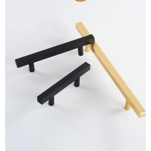 Black Cabinet Handle Square Furniture Hardware Stainless Steel Kitchen Door Knobs Cupboard Wardrobe Drawer Pulls Golden handle