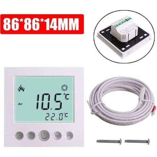 LCD Digital Room Thermostat Floor Sensor Thermostat Underfloor Heating White Floor Heating Systems