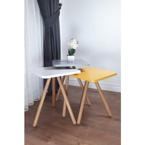 Colorful 3 pcs decorative easels wood foot Pastel design living room set, sofa table dining stool overcoat robe hook coat rack