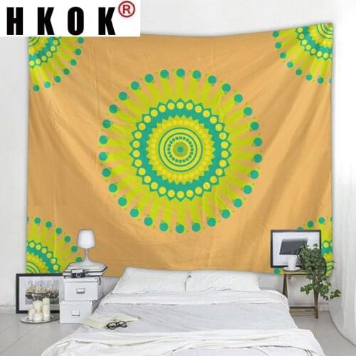 HKOK Psychedelic Mandala Poster Tapestry Wall Hanging Covering Rugs Background Cloth Beach Mat Blanket Art Bedroom Home Decor