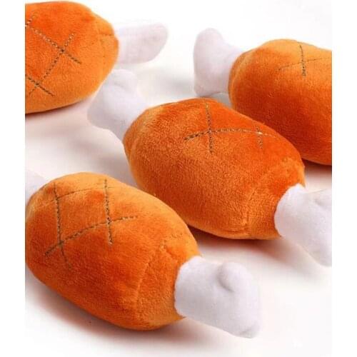 Dog toy biting double bone chicken leg Plush phonation toy contains BB device pet toy