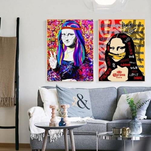 Graffiti Mona Lisa Street Art Canvas Print Painting Funny Famous Modern Living Room Wall Picture Home Decoration Poster