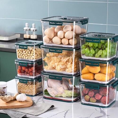 Food Storage Container Square Shape Moist-proof Sealed Fridge Organizer Plastic Kitchen Foods Storage Canisters for Kitchen