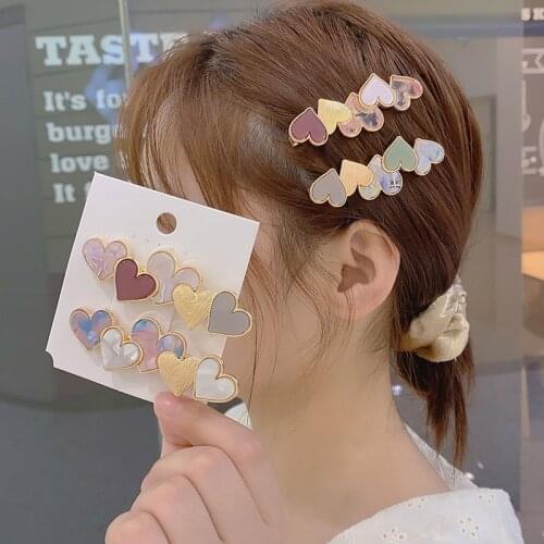 Korea Shiny Hair Clip Fashion Hair Accessories Trend Women Girl Colorful Love Heart Stars Hairpin Side Clip Hair Ornaments 2021