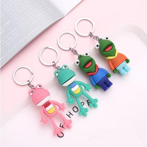 Creative cartoon frog keychain Cute Frog Family Car key ring pendant men and women Bag hang ornament