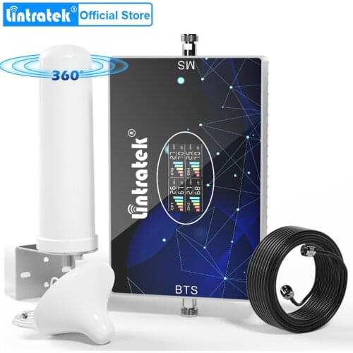 Lintratek Band 20 800 900 1800 2100 2600MHz Cellular Amplifier Four Band GSM DCS WCDMA LTE 2G 3G 4G Cellular Repeater 4G Antenna