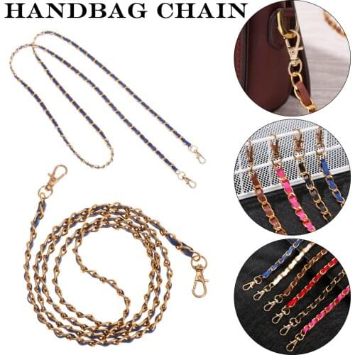 Metal PU Leather Strap for Handbag Adjustable Shoulder Bags Replaceable Chain Strap Decorative Bag Belt Messenger Bag Chain 1.2m