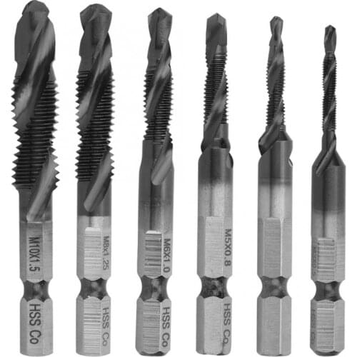 Multifunctional Hex Shank Spiral Compound Tap Screwdriver M3/M4/M5/M6/M8/M10 Drilling and Tapping Integrated Dril Bit Set